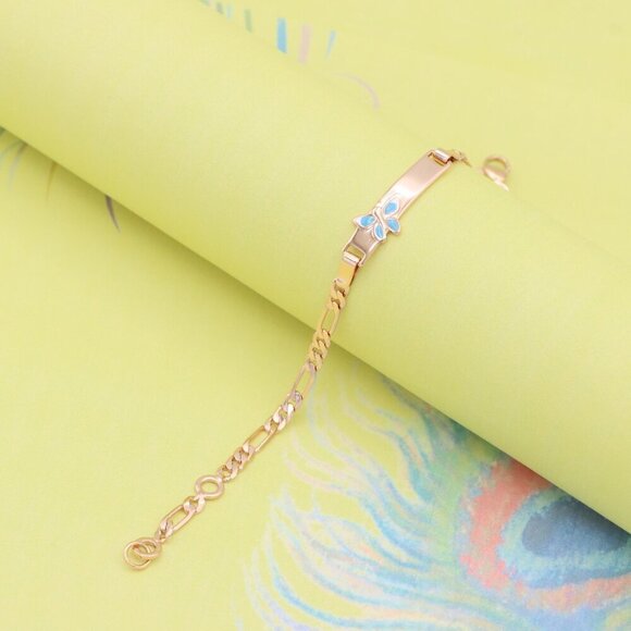 "Elegant Rose Gold Bracelet with Blue Butterfly Charm, XPBL0828 - Picture 6 of 13